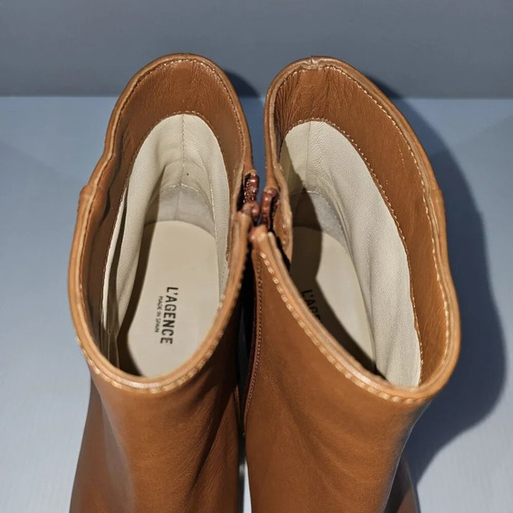 NEW L'Agence Jeanne II Ankle Bootie EU Size 39  Brown Leather Pointed Toe Heeled - Picture 9 of 15